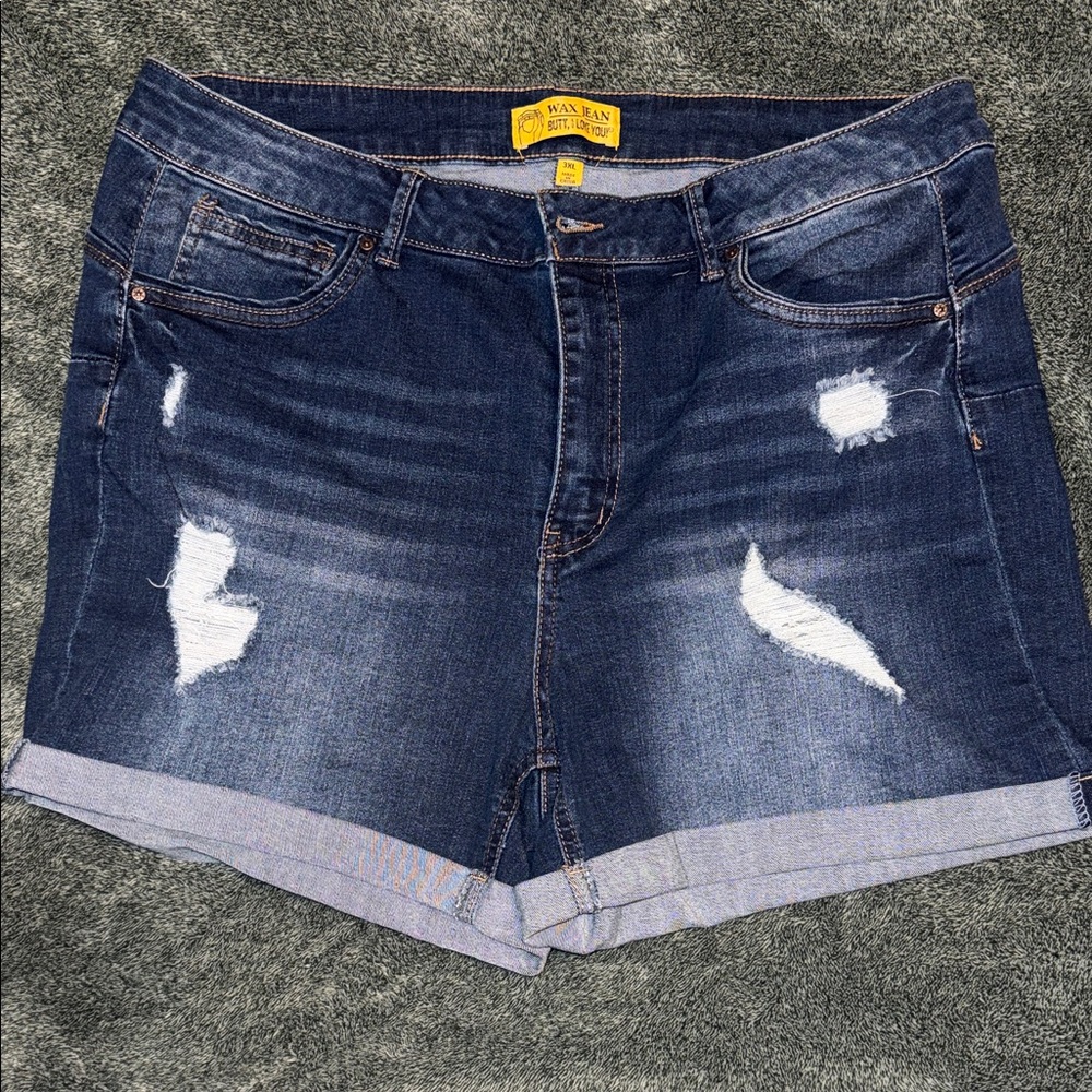 Wax Jean, Butt I Love You! Denim shorts size 3X